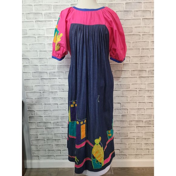 Vintage Southern Image Southwest Adobo Denim Dress Women's Size Medium - Picture 3 of 7